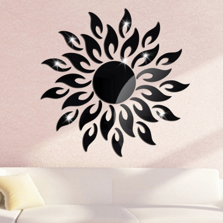 Toate Produsele - Set 27 oglinzi acrilice decorative Glixicom, Model Soare cu 26 Raze Negru, 50x50 cm oglinda perete hol dedeman oglinda decorativa ieftina emag autoadeziva