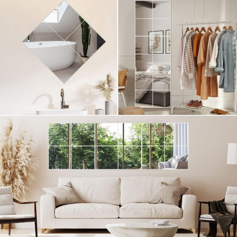 Set oglinzi acrilice  model dreptunghi 10x 15 cm, argintiu, oglinda acrilica perete mare decortiva dedeman dormitor rama ikea baie dedeman jysk  emag pret ieftin  mobexpert moderne ieftine leroy merlin autocolant  dreptunghi [1]