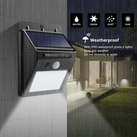 Climatizare & Iluminare - Set 4 Bucati Lampa Solara cu 30 Led-uri Senzor de Miscare Acumulator Li-Ion 1200 mAh Oprire Automata