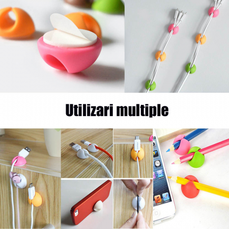 Set 4 Cleme pentru Organizarea Cablurilor Autoadezive Alb G Glixicom® [4]