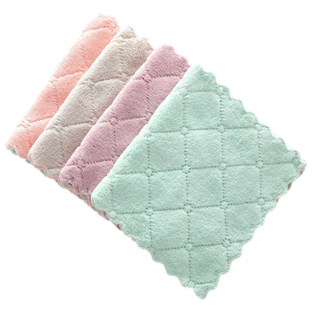Organizare si Depozitare Casa - Set 4 Lavete Microfibra Multicolore Plusate Lavabile