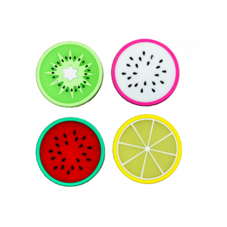 Accesorii & Organizare Bucatarie - Set 4 Suporturi din Silicon Multicolor pentru Pahar Cana Sticla 9 x 9 cm