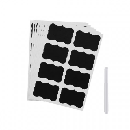 Set 40 etichete autodeazive reutilizabile pentru borcan sticla caserola + marker vopsea alba [1]