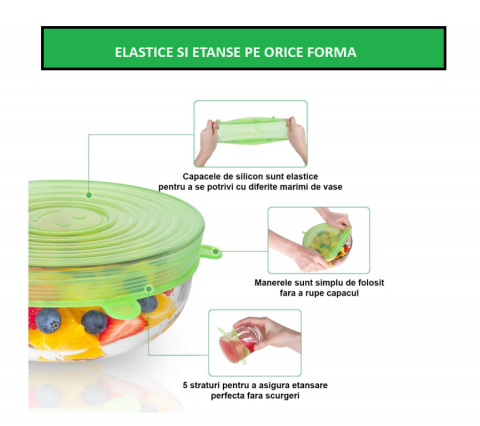 capace silicon reutilizabile pentru vase fructe boluri borcane cesti cani pahare legume capace depozitare mancare frigider silicon alimentar jumbo pepco auchan emag capace silicon ieftine glixicom [8]