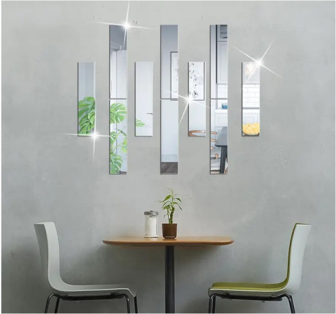 Set oglinzi acrilice  model dreptunghi  argintiu, oglinda acrilica perete mare decortiva dedeman dormitor rama ikea baie dedeman jysk  emag pret ieftin  mobexpert moderne ieftine leroy merlin autocolant  dreptunghi   35 x 8 cm glixicom [4]