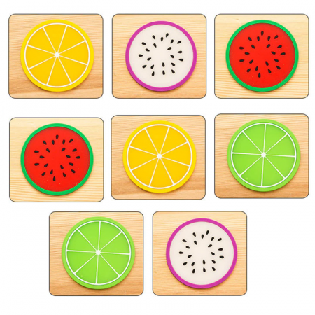 Accesorii & Organizare Bucatarie - Set 8 Suporturi din Silicon Multicolor pentru Pahar Cana Sticla 9 x 9 cm