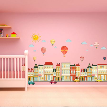 Sticker Decorativ Baloane si Cladiri [2]