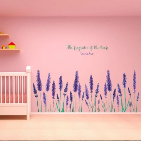 Sticker decorativ cu Flori de Lavanda  Autocolant Purple Lavander, stickere decorative copii adulti personalizat dormitor floral lavanda bucatarie living dedeman jumbo leroy merlin  ieftin [4]