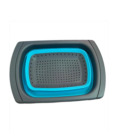 Strecuratoare pliabila din silicon cu manere extensibile Gri - Turcoaz pentru paste, fructe si legume [0]