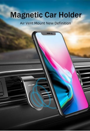 Laptop, Tablete & Telefoane - Suport Auto Magnetic Universal cu Prindere pe Grila de Ventilatie Negru