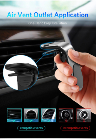 Suport Auto Magnetic Universal cu Prindere pe Grila de Ventilatie Negru [2]