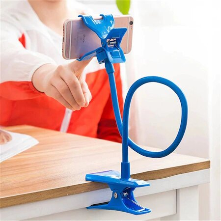 Suport Flexibil cu Brat si Clema Metalica, Rotatie 360 de Grade 50 cm Albastru