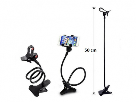 Suport Flexibil cu Brat si Clema Metalica, Rotatie 360 de Grade 50 cm Negru [3]