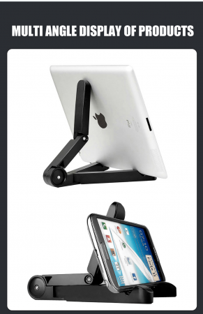 Suport pentru Tableta, E-reader sau Telefon Pliabil si Reglabil Negru