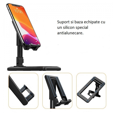 Suport pentru Telefon sau Tableta, Inaltime Reglabila si Pliabil Negru [2]