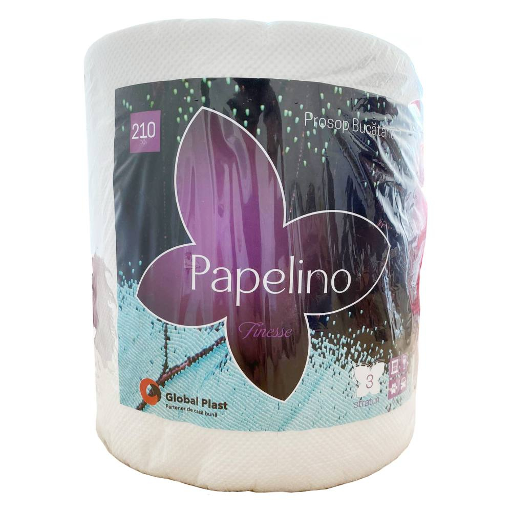 Papelino Finesse Prosop hartie 3 str. 450g/rola Celuloza 100%, 23*22cm, 210  foi/rola, portionat