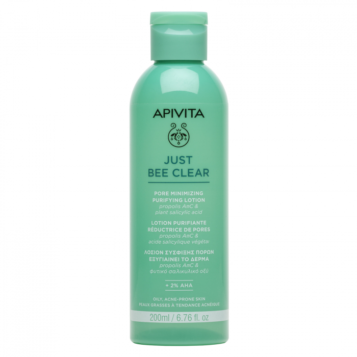 Lotiune purifianta pentru pori dilatati cu 2% AHA, Acid salicilic vegetal si propolis patentat AmC, JUST BEE CLEAR, 200ml, Apivita  [4]