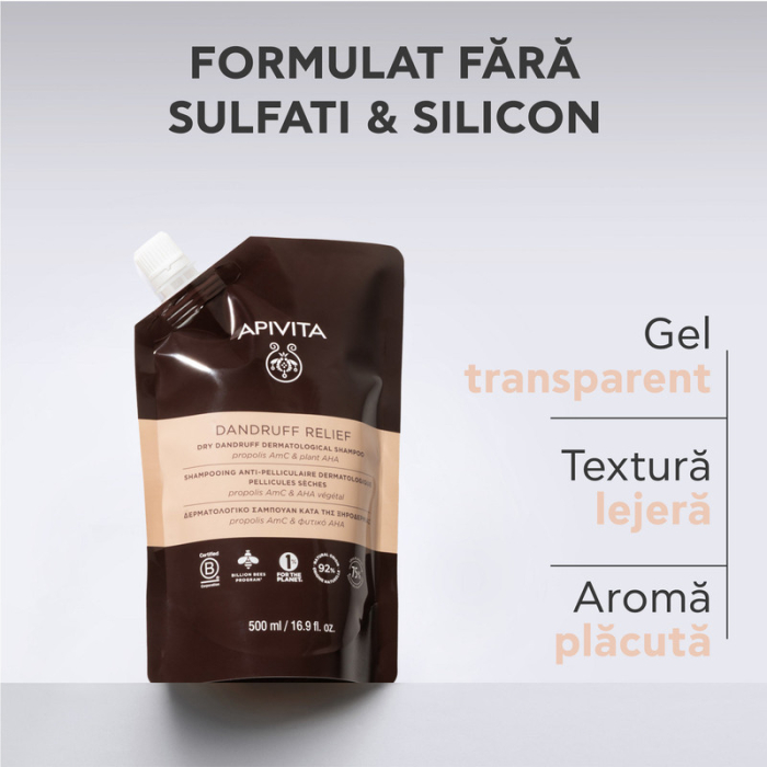 Șampon Mătreață Uscată – Rezervă 500 ml, Apivita [3]