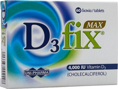 Vitamina D3 Fix Max, pentru intarirea sistemului imunitar & sanatatea oaselor 4000UI 60 comprimate, UNI-PHARMA [2]