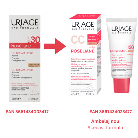 Crema CC anti-roseata cu SPF 30 Roseliane, 40 ml, Uriage [5]