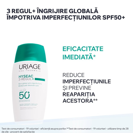 Crema  Hyseac 3 Regul+ pentru ten predispus la acnee cu protectie solara SPF 50+, 50 ml, Uriage [3]