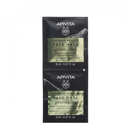 Curatare - Express masca argila verde curatare ten gras, 2X8 ml, Apivita