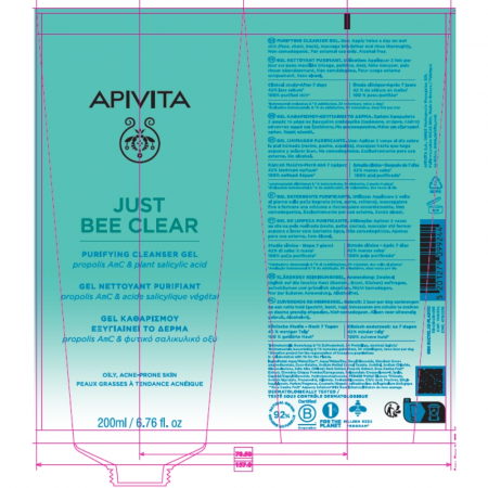 Gel de curatare pentru ten gras/acneic JUST BEE CLEAR, 200 ml, Apivita [4]