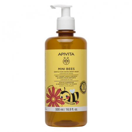 CORP - Gel spalare copii, cu miere si musetel, pentru par si corp, Mini Bees, 500 ml, Apivita