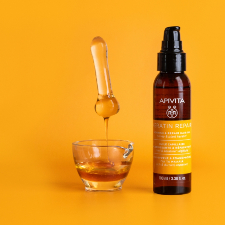 Ulei pentru păr - KERATIN REPAIR Ulei reparator pentru păr cu keratină vegetală și miere, 100 ml, Apivita