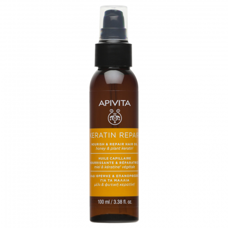 KERATIN REPAIR Ulei reparator pentru păr cu keratină vegetală și miere, 100 ml, Apivita [1]
