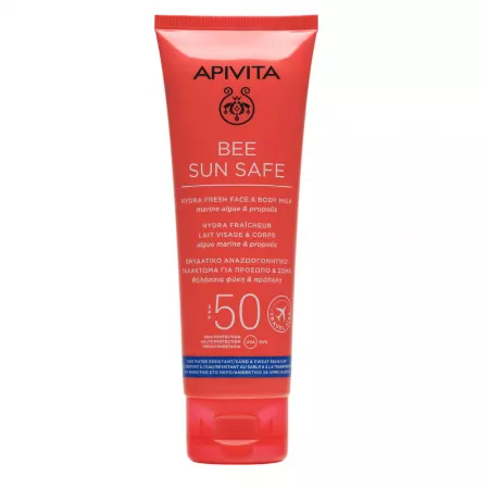 PROTECTIE SOLARA - Lapte protectie solara corp si ten SPF50 Bee Sun Safe Travel, 100 ml, Apivita