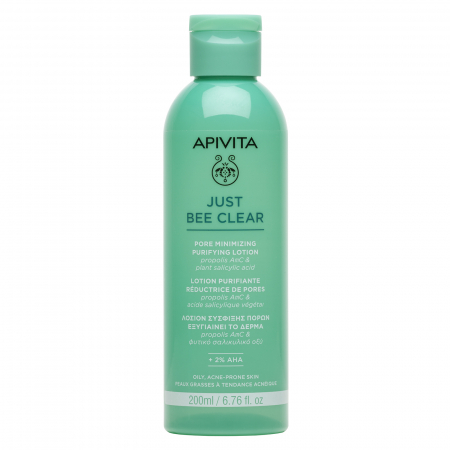 Lotiune purifianta pentru pori dilatati cu 2% AHA, Acid salicilic vegetal si propolis patentat AmC, JUST BEE CLEAR, 200ml, Apivita  [3]
