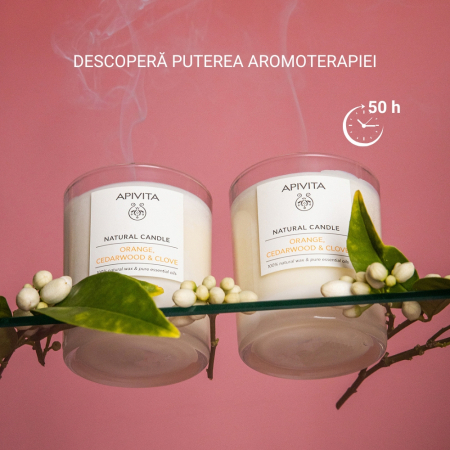 Lumanare naturala cu portocala, lemn de cedru si cuisoare, 235gr, APIVITA [2]