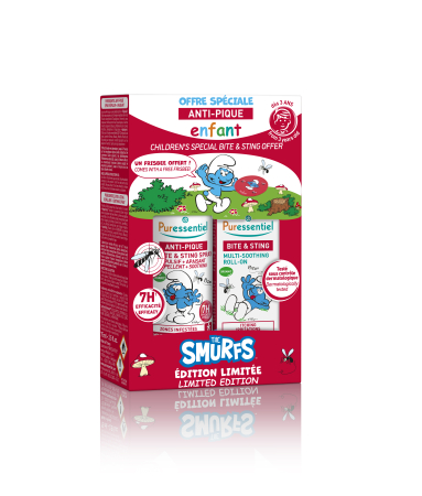 PROTECTIE ANTI-INSECTE - Pachet repelent + calmant Anti-Sting Smurfs Kids, editie limitata