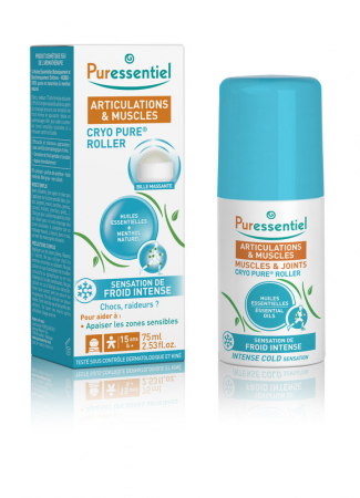 DURERI MUSCULARE SI ARTICULARE - Roller cu 14 uleiuri esentiale Muscle&Joints Cryo Puressentiel, 75 ml