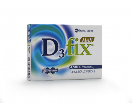 Vitamina D3 Fix Max, pentru intarirea sistemului imunitar & sanatatea oaselor 4000UI 60 comprimate, UNI-PHARMA [0]
