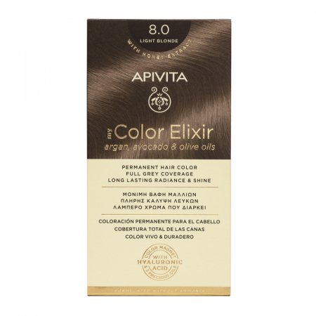 Vopsea de par - Vopsea de par MY COLOR ELIXIR N8.0, Apivita