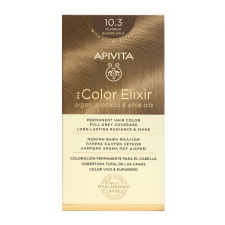 Promo Apivita Aprilie - Vopsea de par MY COLOR ELIXIR, Platinum Blonde Gold N10.3, Apivita