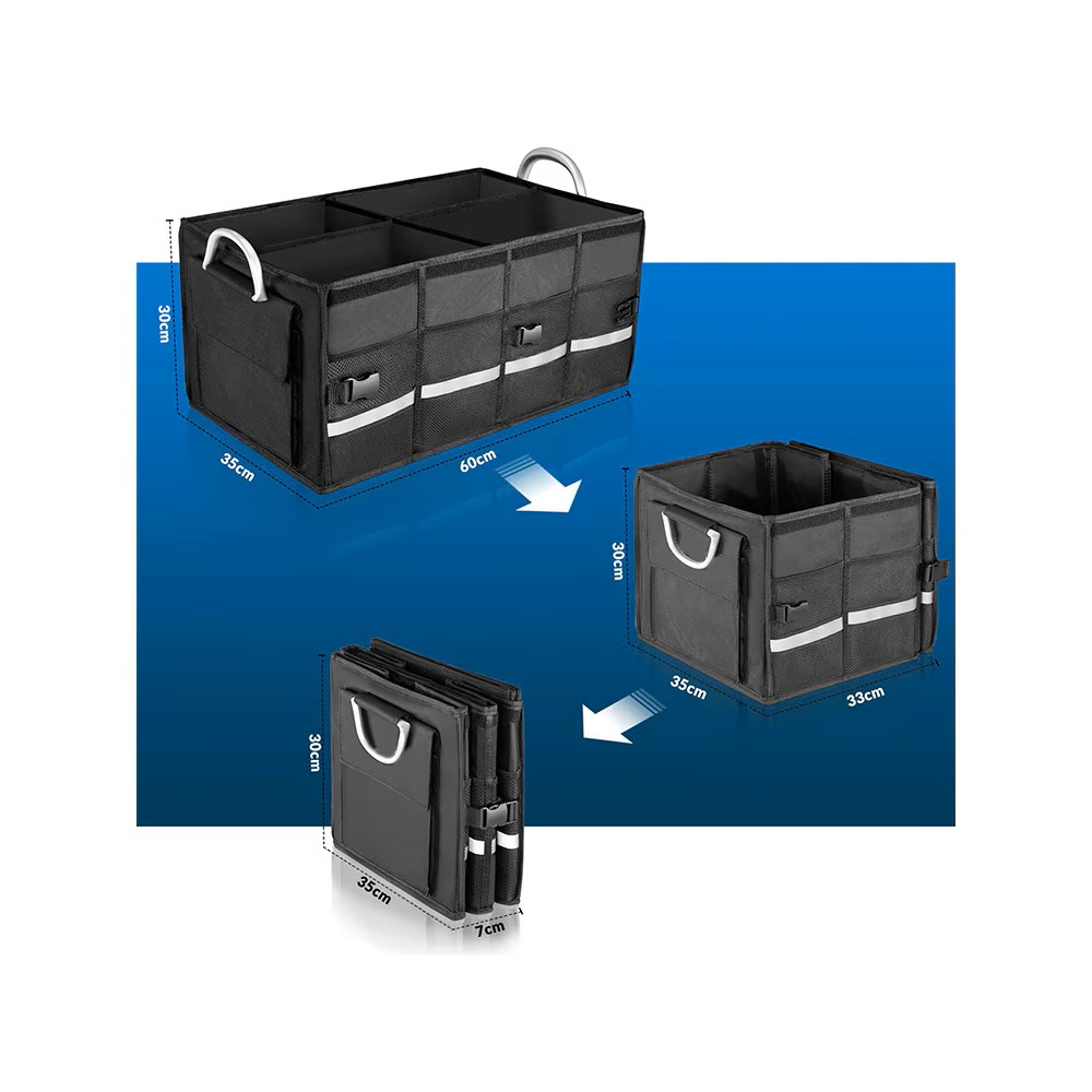 Organizator portbagaj auto premium 60 L, geanta multifunctionala cu manere din aluminiu, impermeabila, neagra, pliabila [4]