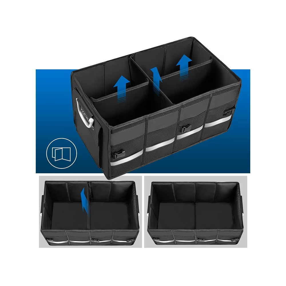 Organizator portbagaj auto premium 60 L, geanta multifunctionala cu manere din aluminiu, impermeabila, neagra, pliabila [3]
