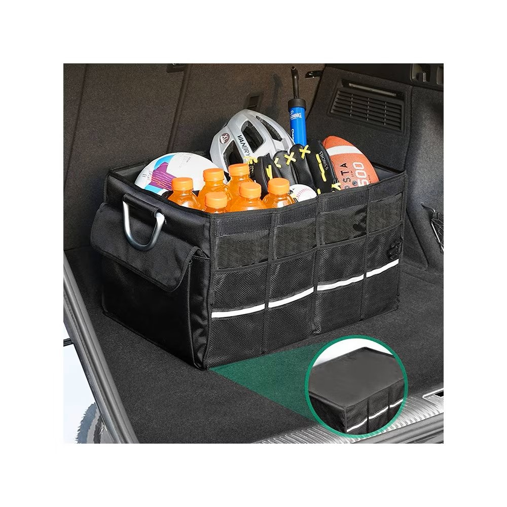 Organizator portbagaj auto premium 60 L, geanta multifunctionala cu manere din aluminiu, impermeabila, neagra, pliabila [6]