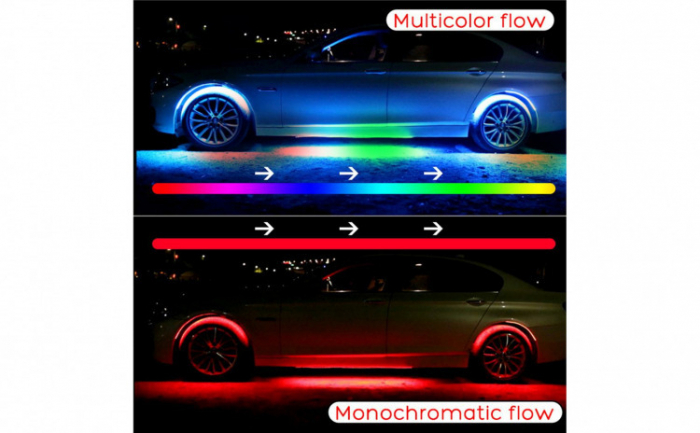 Banda LED auto RGBIC dinamica, lumini ambientale Premium sub masina, 2x150 cm si 4x50 cm, control aplicatie, pentru prezentare si show-uri auto [9]