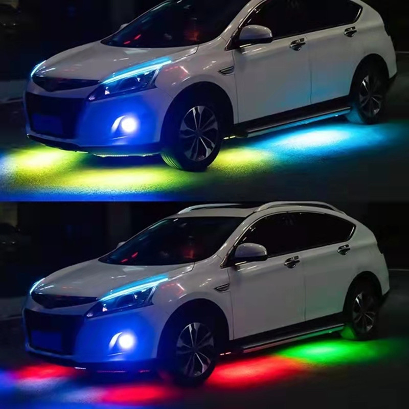 Banda LED auto RGBIC dinamica, lumini ambientale Premium sub masina, 2x150 cm si 4x50 cm, control aplicatie, pentru prezentare si show-uri auto [8]