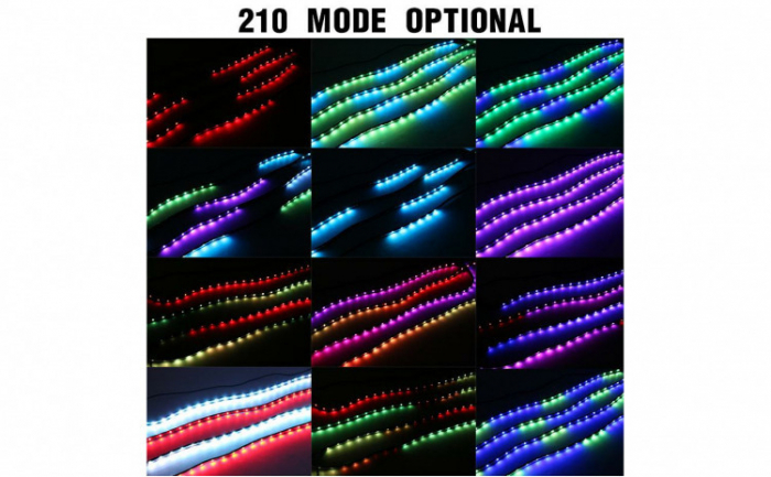 Banda LED auto RGBIC dinamica, lumini ambientale Premium sub masina, 2x150 cm si 4x50 cm, control aplicatie, pentru prezentare si show-uri auto [10]