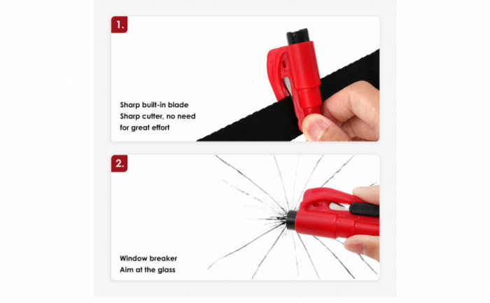 Breloc auto 3 in 1, cu ciocan spargere geamuri si taietor centura [5]
