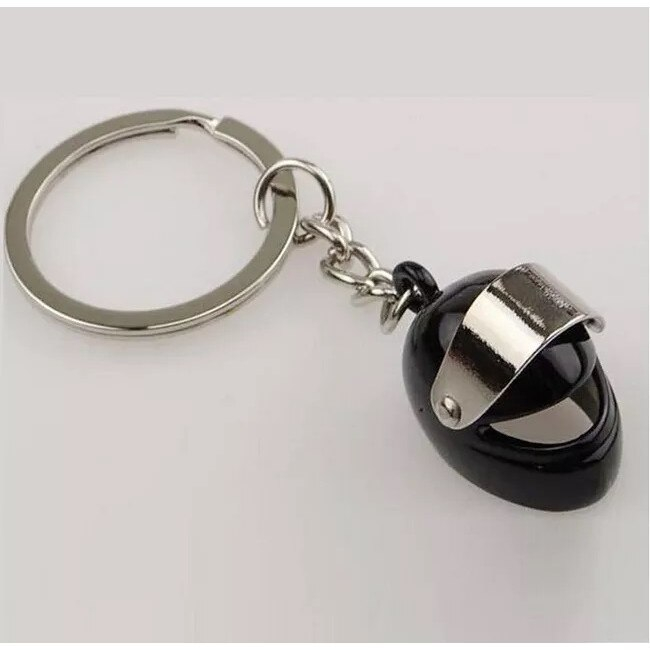 Breloc chei auto, casca motociclist, metalic, negru [4]