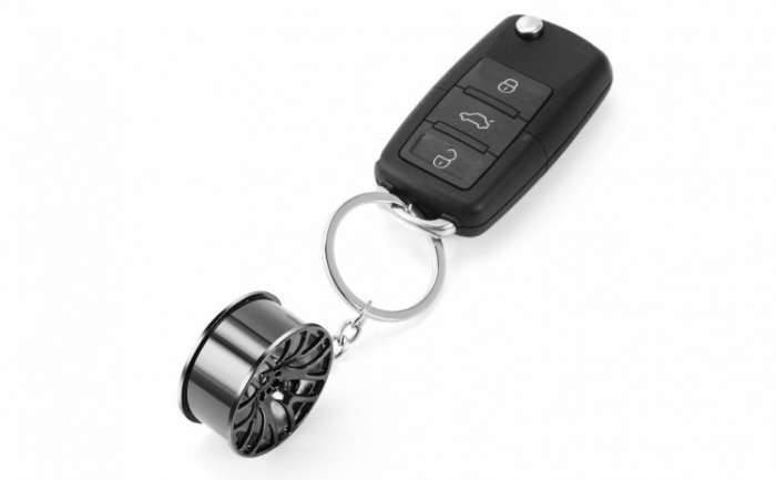 Breloc chei auto, model janta, metalic, gri [3]