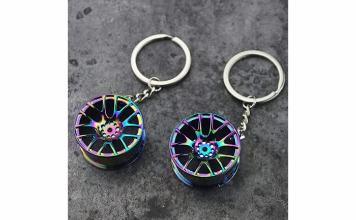 Breloc chei auto, model janta, metalic, multicolor [4]