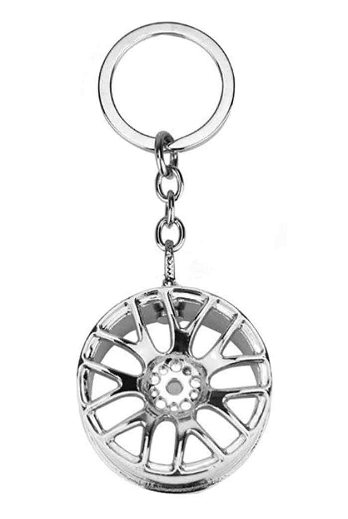 Breloc chei auto, model janta, metalic, crom [3]