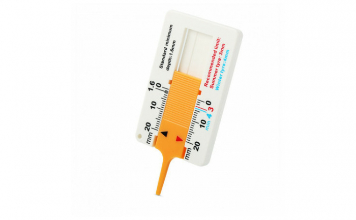 Dispozitiv de masurare a adancimii uzurii cauciucurilor, masurare profil anvelope, 20 mm, alb-galben [2]